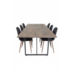 Padang Dining Table - 250*100*H76 - Dark Teak / Black, Polar Dining Chair - Walnut Legs - Black Fabric_6