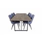 Padang Dining Table - 250*100*H76 - Dark Teak / Black, Velvet Deluxe Dining Chair - Black Legs - Blue Fabric_6