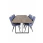 Padang Dining Table - 250*100*H76 - Dark Teak / Black, Velvet Deluxe Dining Chair - Black Legs - Blue Fabric_6