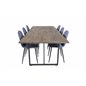 Padang Dining Table - 250*100*H76 - Dark Teak / Black, Polar Dining Chair - Black Legs - Blue Fabric_6