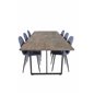 Padang Dining Table - 250*100*H76 - Dark Teak / Black, Polar Dining Chair - Black Legs - Blue Fabric_6