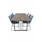 Padang Dining Table - 250*100*H76 - Dark Teak / Black, Muce Dining Chair - Black Legs - Blue Velvet_6