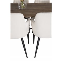 Padang Dining Table - 250*100*H76 - Dark Teak / Black, Comfort Dining Chair - Beige / Black_6