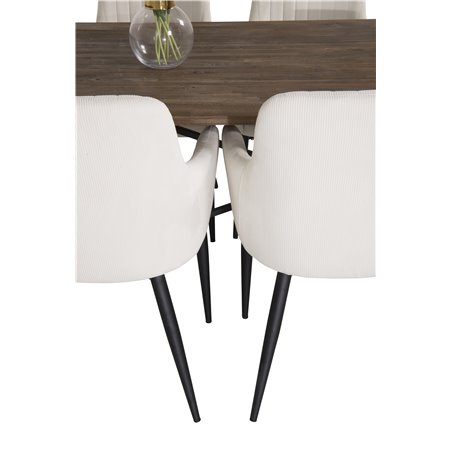 Padang Dining Table - 250*100*H76 - Dark Teak / Black, Comfort Dining Chair - Beige / Black_6