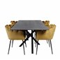 Piazza Dining Table - 180*90*75 - spraystone / Black, Limhamn - Chair - Gold Velvet_4