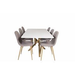 Piazza Dining Table - 180*90*75 - White / Oak, Polar Dining Chair - Grey / Oak_6