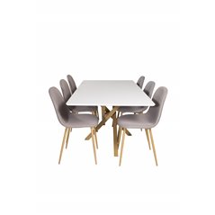 Piazza Dining Table - 180*90*75 - White / Oak, Polar Dining Chair - Grey / Oak_6