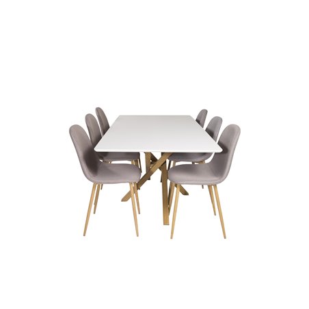 Piazza Dining Table - 180*90*75 - White / Oak, Polar Dining Chair - Grey / Oak_6
