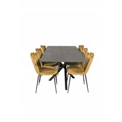 Piazza Dining Table - 180*90*75 - spraystone / Black, Limhamn Light - Chair - Gold Velvet_6