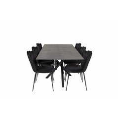 Piazza Dining Table - 180*90*75 - spraystone / Black, Limhamn Light - Chair - Black Velvet_6