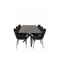 Piazza Dining Table - 180*90*75 - spraystone / Black, Limhamn Light - Chair - Black Velvet_6