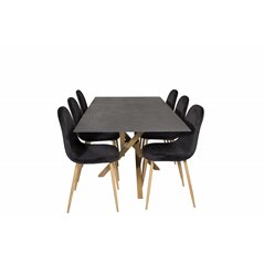 Piazza Dining Table - 180*90*75 - Spraystone / Oak, Polar Dining Chair - Black / Oak_6