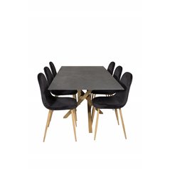 Piazza Dining Table - 180*90*75 - Spraystone / Oak, Polar Dining Chair - Black / Oak_6