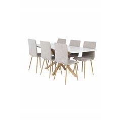 Piazza Dining Table - 180*90*75 - White / Oak, Windu Lyx Dining Chair - Light Grey / Oak_6