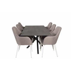 Piazza Dining Table - 180*90*75 - spraystone / Black, Comfort Dining Chair - Grey / White_6