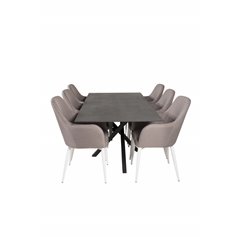 Piazza Dining Table - 180*90*75 - spraystone / Black, Comfort Dining Chair - Grey / White_6