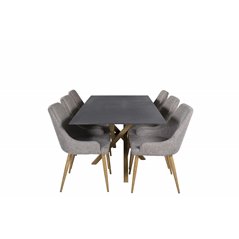 Piazza Dining Table - 180*90*75 - Spraystone / Oak, Plaza Dining Chair - Light Grey / Oak_6