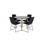 Plaza Round Dining Table - ø 100cm - Black / Oak, Muce  Dining Chair - Black Legs - Black Fabric_4