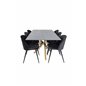 Piazza Dining Table - 180*90*75 - Spraystone / Oak, Velvet Dining Chair - Black / Black_6