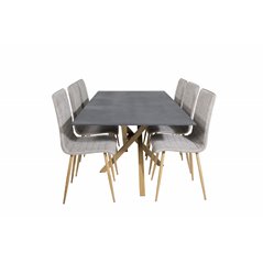 Piazza Dining Table - 180*90*75 - Spraystone / Oak, Windu Lyx Dining Chair - Light Grey / Oak_6