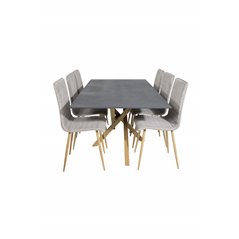 Piazza Dining Table - 180*90*75 - Spraystone / Oak, Windu Lyx Dining Chair - Light Grey / Oak_6