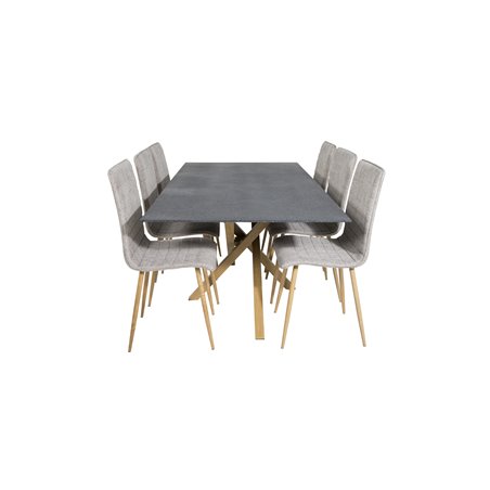 Piazza Dining Table - 180*90*75 - Spraystone / Oak, Windu Lyx Dining Chair - Light Grey / Oak_6