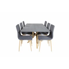 Piazza Dining Table - 180*90*75 - Spraystone / Oak, Windu Dining Chair - Grey / Oak_6