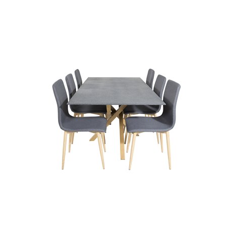 Piazza Dining Table - 180*90*75 - Spraystone / Oak, Windu Dining Chair - Grey / Oak_6
