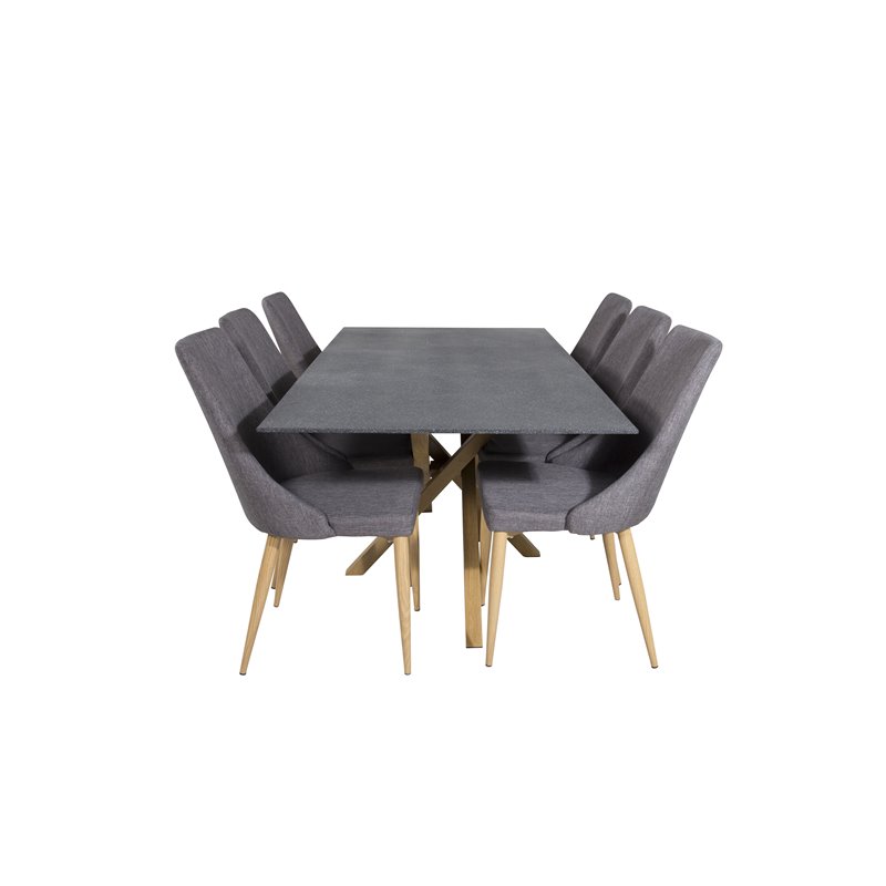 Piazza Dining Table - 180*90*75 - Spraystone / Oak, Leone Dining Chair - Dark Grey / Oak_6