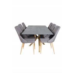 Piazza Dining Table - 180*90*75 - Spraystone / Oak, Leone Dining Chair - Dark Grey / Oak_6