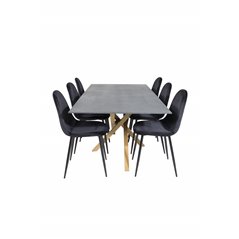 Piazza Dining Table - 180*90*75 - Spraystone / Oak, Polar Dining Chair - Black legs / Black Velvet (ersätter 19902-888)_6