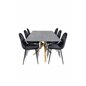 Piazza Dining Table - 180*90*75 - Spraystone / Oak, Polar Dining Chair - Black legs / Black Velvet (ersätter 19902-888)_6