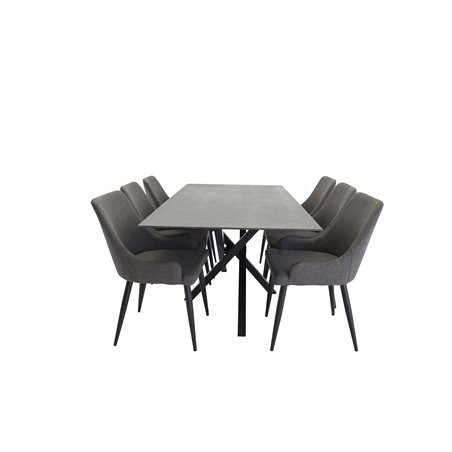 Piazza Dining Table - 180*90*75 - spraystone / Black, Plaza Dining Chair - Dark Grey / Black_6