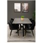 Piazza Dining Table - 180*90*75 - spraystone / Black, Velvet Dining Chair Brass - Black / Black_6