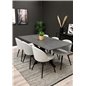 Piazza Dining Table - 180*90*75 - spraystone / Black, Velvet Dining Chair Corduroy - Light Grey / Black_6