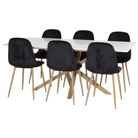 Piazza Dining Table - 180*90*75 - White / Oak, Polar Dining Chair - Black / Oak_6