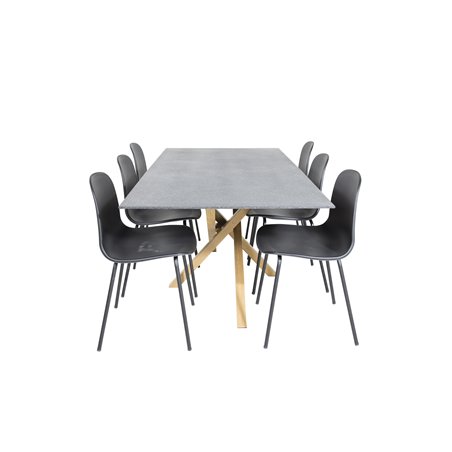 Piazza Dining Table - 180*90*75 - Spraystone / Oak, Arctic Dining Chair - Black Legs - Black Plastic_6