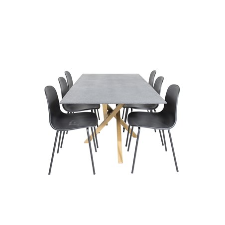 Piazza Spisebord - 180 * 90 * 75 - Spraystone / Eg, Arctic Dining Chair - Sorte Ben - Sort Pla