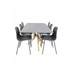 Piazza Dining Table - 180*90*75 - Spraystone / Oak, Arctic Dining Chair - Black Legs - Black Plastic_6