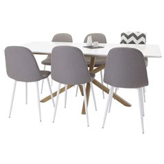 Piazza Dining Table - 180*90*75 - White / Oak, Polar Dining Chair - Grey / White_6