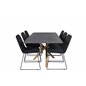 Piazza Dining Table - 180*90*75 - Spraystone / Oak, Muce Dining Chair - Black Legs - Black Fabric_6