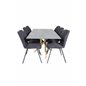 Piazza Dining Table - 180*90*75 - Spraystone / Oak, Gemma Dining Chair - Black Legs - Black Fabric_6