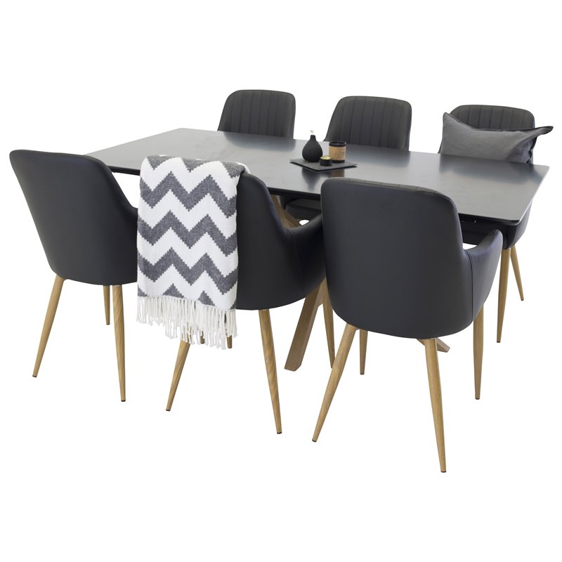 Piazza Dining Table - 180*90*75 - Black / Oak, Comfort Dining Chair - Black / Oak_6