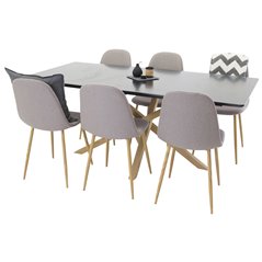 Piazza Dining Table - 180*90*75 - Black / Oak, Polar Dining Chair - Grey / Oak_6