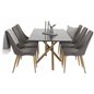 Piazza Dining Table - 180*90*75 - Black / Oak, Leone Dining Chair - Dark Grey / Oak_6