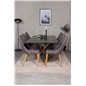 Piazza Dining Table - 180*90*75 - Black / Oak, Leone Dining Chair - Dark Grey / Oak_6