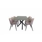 Piazza Dining Table - 180*90*75 - spraystone / Black, Velvet Dining Chair - Pink / Black_6