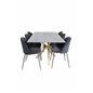 Piazza Dining Table - 180*90*75 - Spraystone / Oak, Wrinkles Dining Chair - Black Legs - Black Velvet_6