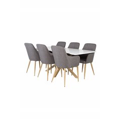 Piazza Dining Table - 180*90*75 - White / Oak, Comfort Dining Chair - Dark Grey / Oak_6