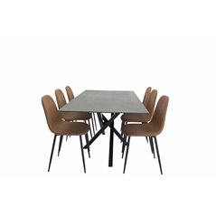 Piazza Dining Table - 180*90*75 - spraystone / Black, Polar Dining Chair - Brown / Black _6